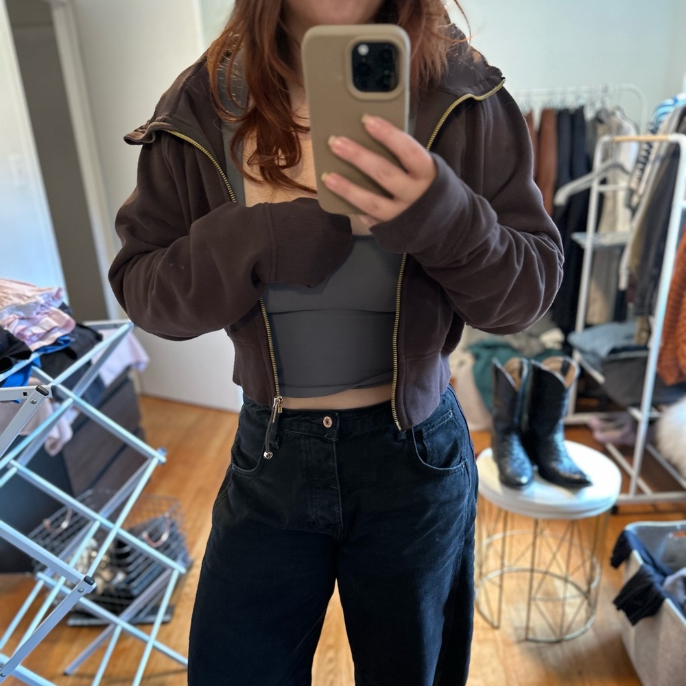 Lululemon Cropped Full Zip Hoodie Espresso Size 12
